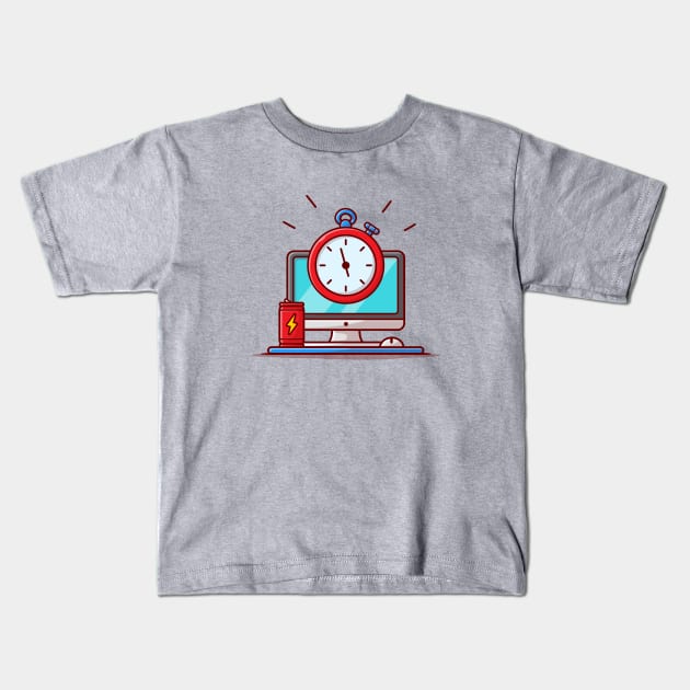 Time Work Cartoon Vector Icon Illustration Kids T-Shirt by Catalyst Labs